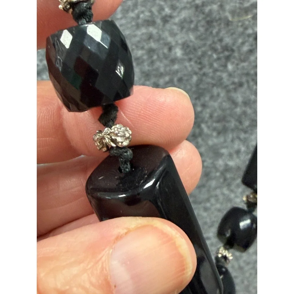 Vintage Beaded Nacklace with Black‎ and Cream-colored Plastic Beads